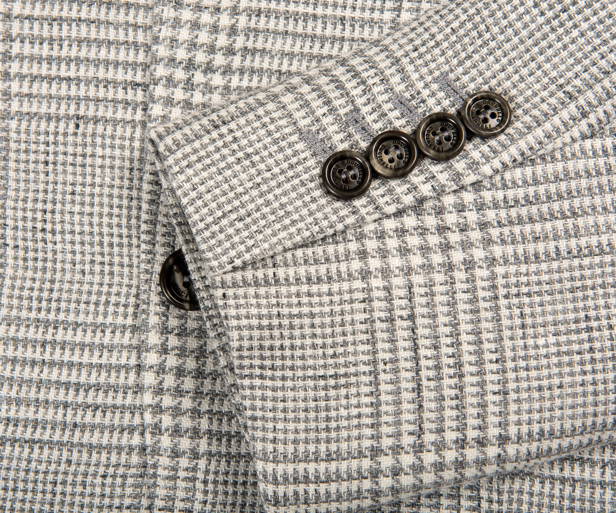 BRUNELLO CUCINELLI Prince Of Wales Deconstructed Patch Pocket Blazer Grey