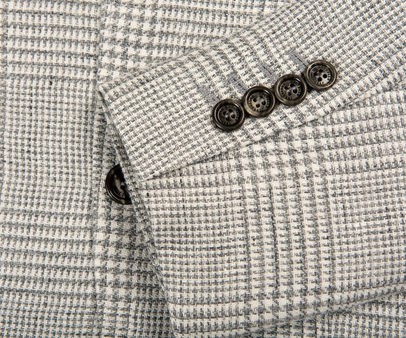 BRUNELLO CUCINELLI Prince Of Wales Deconstructed Patch Pocket Blazer Grey