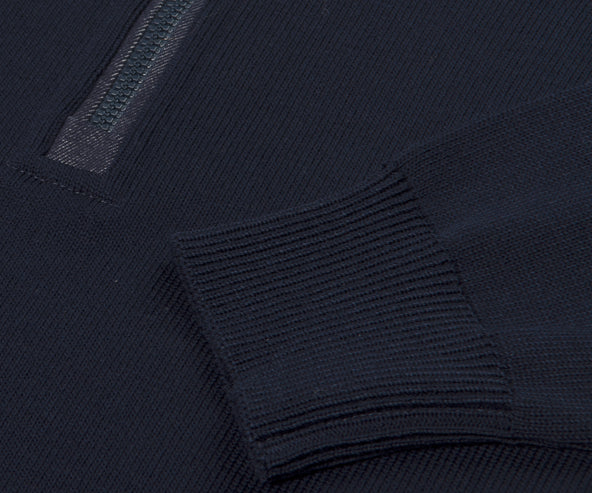 Paul & Shark Denim Trim 1/4 Zip Wool Knit Navy