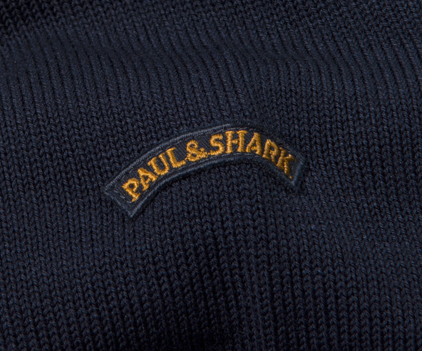 Paul & Shark Denim Trim 1/4 Zip Wool Knit Navy