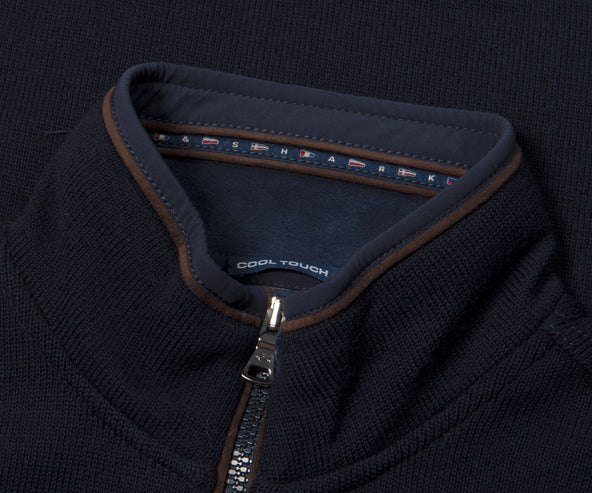 Paul & Shark Full Zip Wool Trimmed Knit Navy