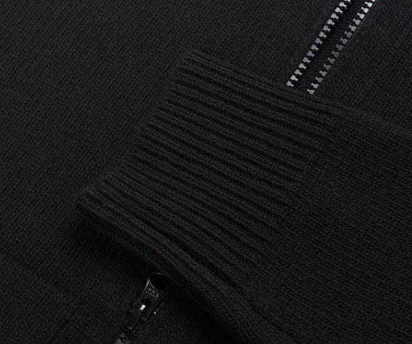 Stone Island Ghost Full Zip Knitted Hoodie Black