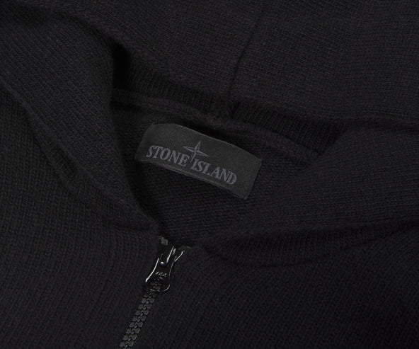 Stone Island Ghost Full Zip Knitted Hoodie Black