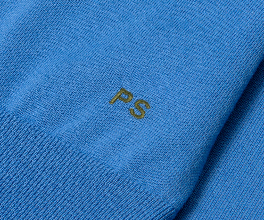 Paul Smith PS Knitted Merino Wool LS Polo Powder Blue