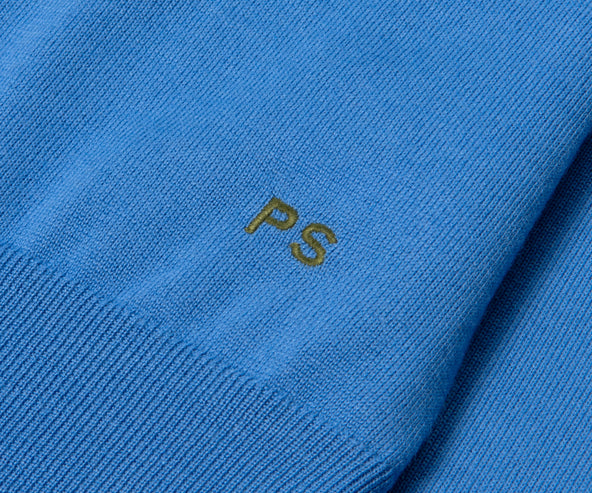 Paul Smith PS Knitted Merino Wool LS Polo Powder Blue