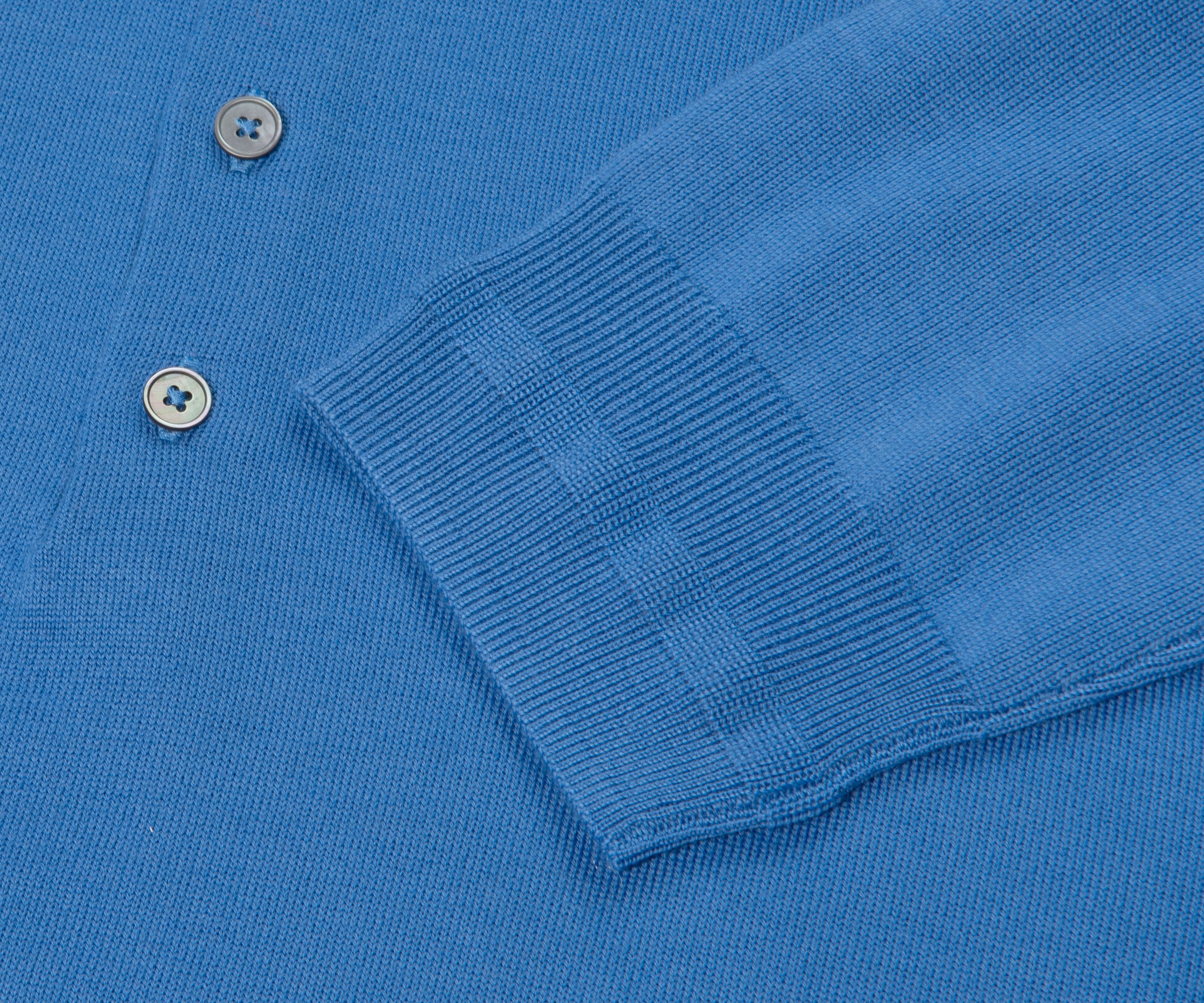 Paul Smith PS Knitted Merino Wool LS Polo Powder Blue