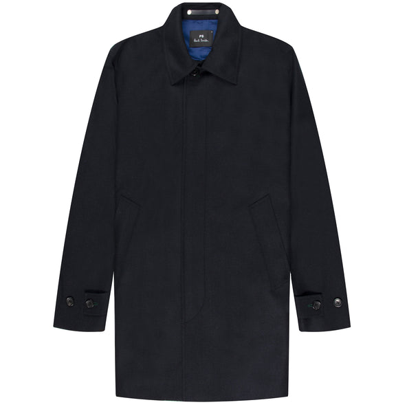 Paul Smith PS Textured Long Overcoat Navy