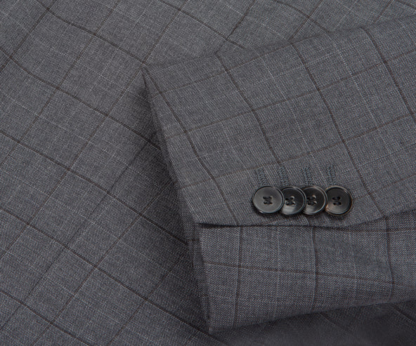 BOSS Pure Wool Fine Checked Suit Huge4 Genius3 Charcoal