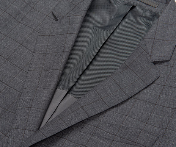 BOSS Pure Wool Fine Checked Suit Huge4 Genius3 Charcoal