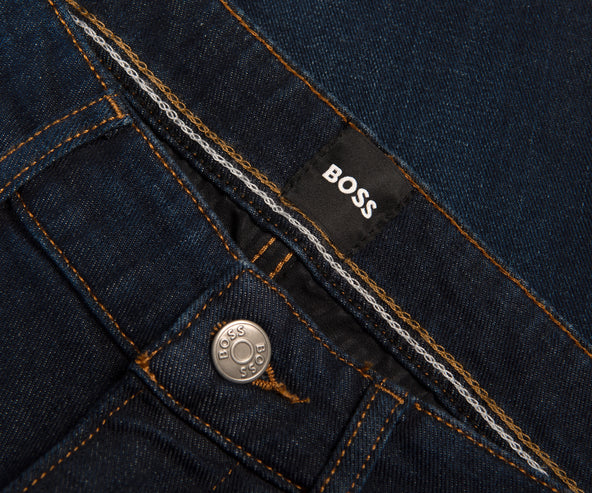 HUGO BOSS Delaware3-1 Cashmere Touch Denim Slim Fit Jeans Navy