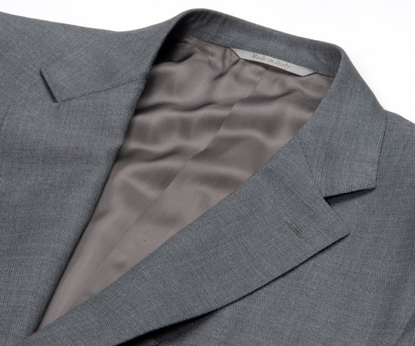 Canali Slim Fit Patterned Wool Suit Mid Grey