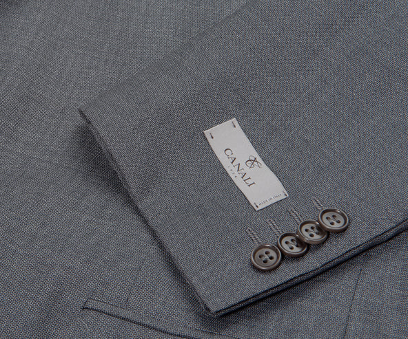 Canali Slim Fit Patterned Wool Suit Mid Grey