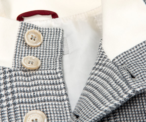BRUNELLO CUCINELLI Prince Of Wales Linen Bomber Jacket Black/White
