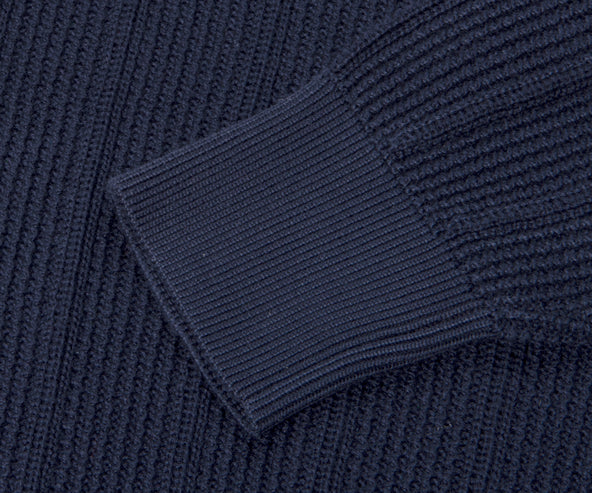 BRUNELLO CUCINELLI Cotton Textured Rib Knit Polo Navy