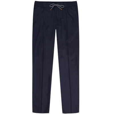 BRUNELLO CUCINELLI Flannel Leisure Fit Drawstring Trousers Navy