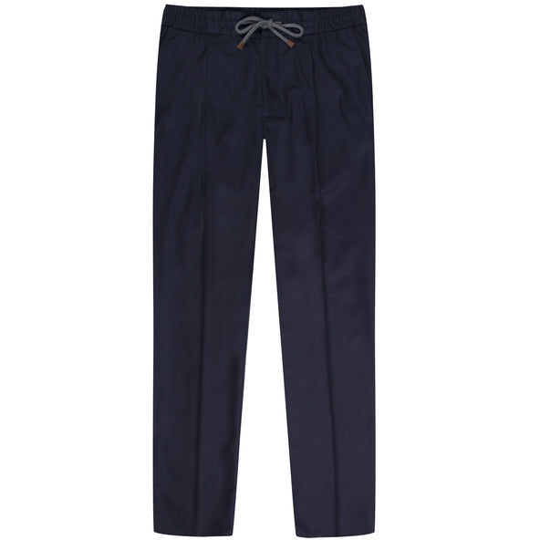 BRUNELLO CUCINELLI Flannel Leisure Fit Drawstring Trousers Navy