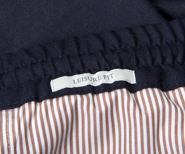 BRUNELLO CUCINELLI Flannel Leisure Fit Drawstring Trousers Navy