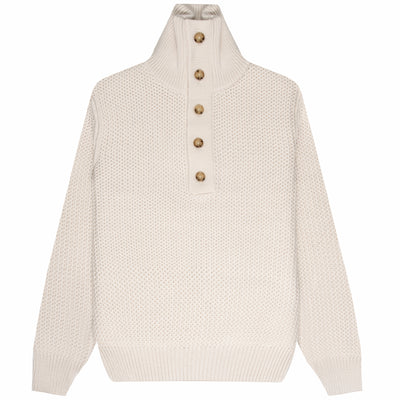 BOSS C-Emaximo Chunky 1/4 Button Knit Cream