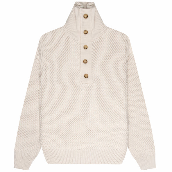 BOSS C-Emaximo Chunky 1/4 Button Knit Cream