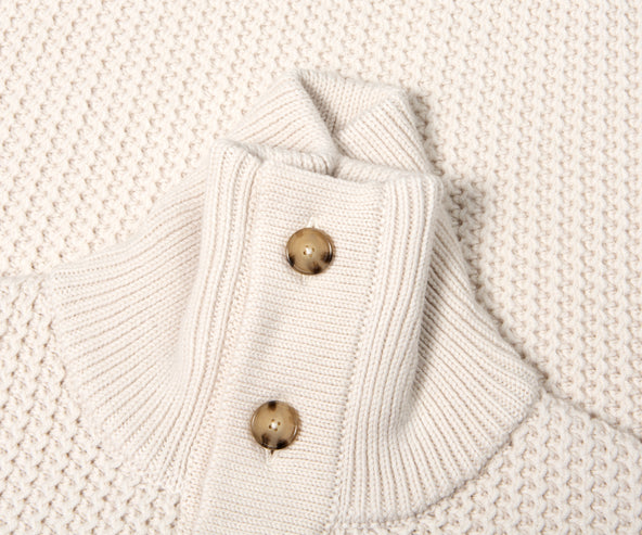 BOSS C-Emaximo Chunky 1/4 Button Knit Cream