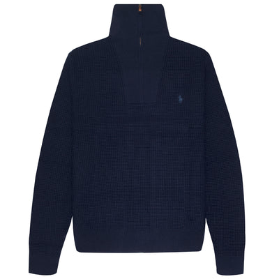 Polo Ralph Lauren Textured Wool 1/4 Zip Sweater Navy