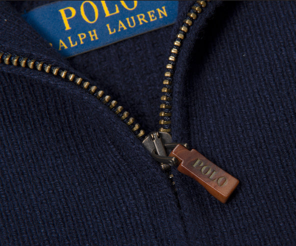 Polo Ralph Lauren Textured Wool 1/4 Zip Sweater Navy
