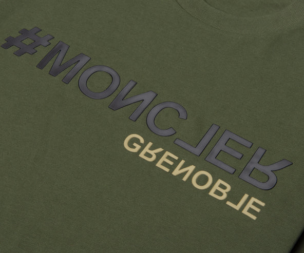 Moncler Grenoble Hashtag Logo T-Shirt Khaki