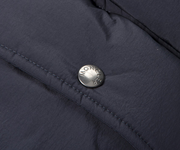 Moncler Rowan Long Down Jacket With Fluffy Hood Navy