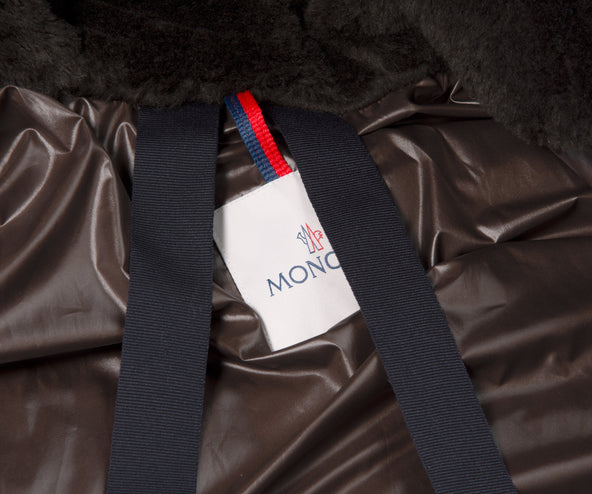 Moncler Rowan Long Down Jacket With Fluffy Hood Navy