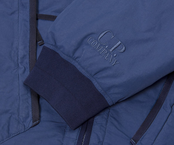 C.P. Company Flat Nylon Hooded Short Down Jacket Navy