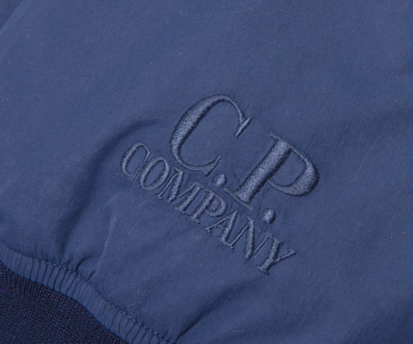 C.P. Company Flat Nylon Hooded Short Down Jacket Navy