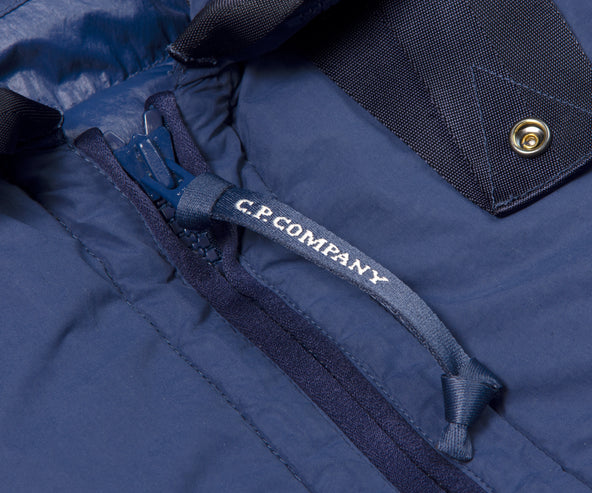 C.P. Company Flat Nylon Hooded Short Down Jacket Navy