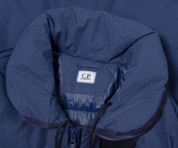 C.P. Company Flat Nylon Hooded Short Down Jacket Navy