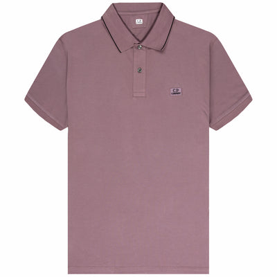 C.P. Company Stretch Piquet Striped Collar Polo Purple