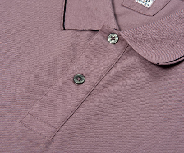 C.P. Company Stretch Piquet Striped Collar Polo Purple