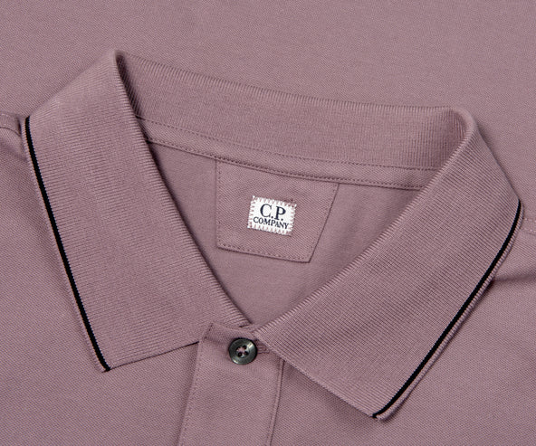 C.P. Company Stretch Piquet Striped Collar Polo Purple