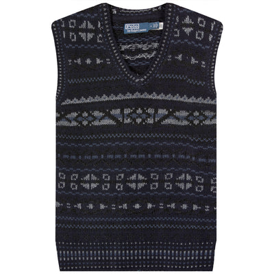 Polo Ralph Lauren Fair Isle Cotton And Linen V-Neck Vest Navy/Blue