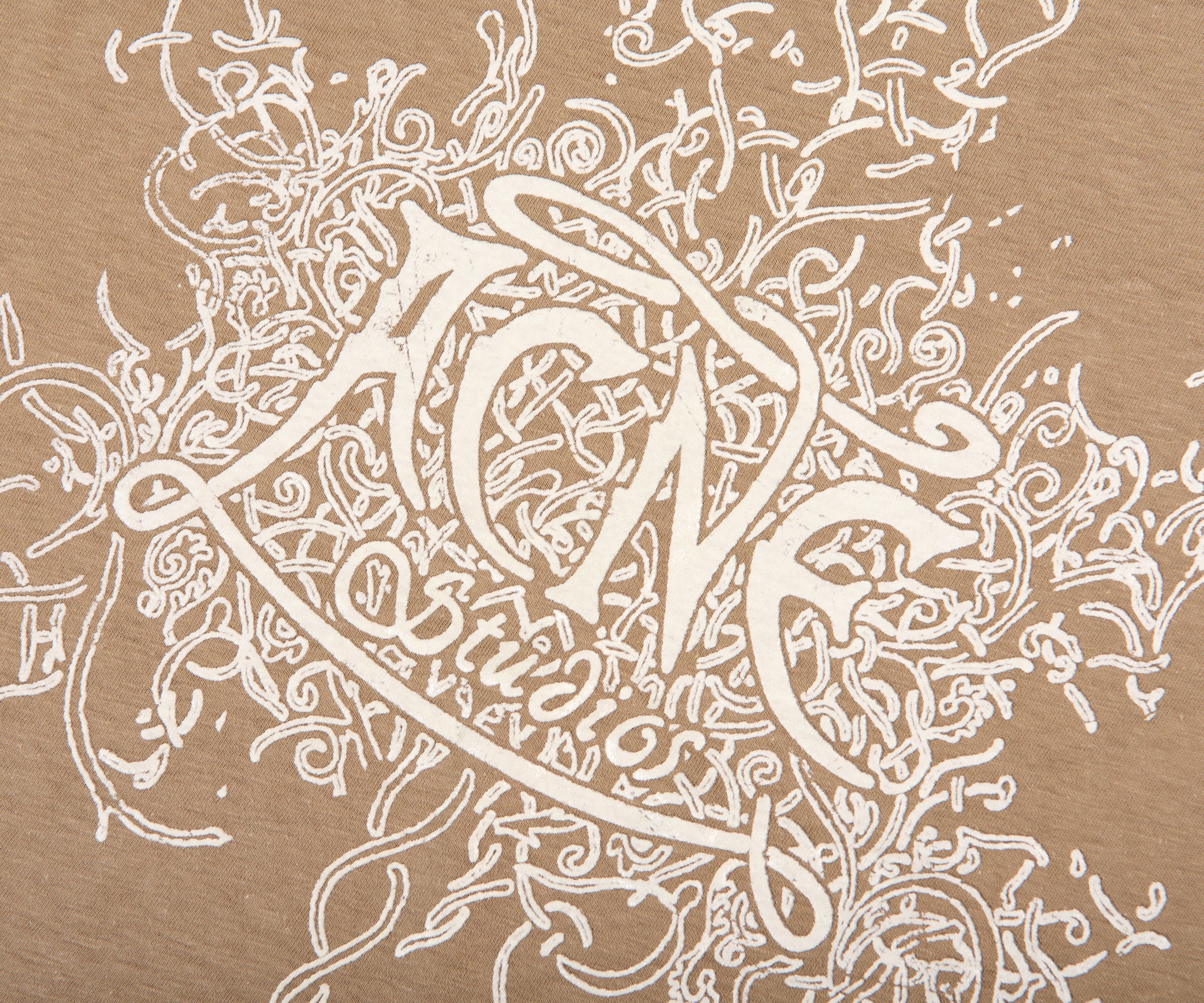 Acne Studios Glow In The Dark Logo T-Shirt Dark Beige