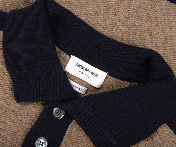 Thom Browne Jersey Stitch Mock Neck 4-Bar Stripe Pullover Jumper Medium Brown