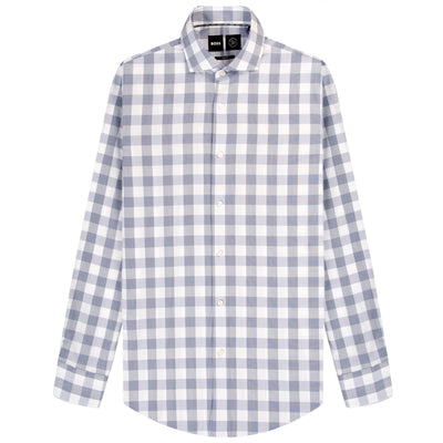 HUGO BOSS P-Hank Performance Slim Fit Check LS Shirt Dark Blue/White