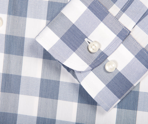 HUGO BOSS P-Hank Performance Slim Fit Check LS Shirt Dark Blue/White