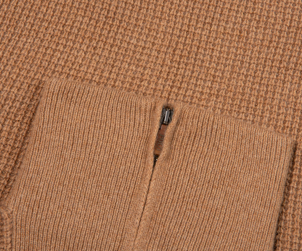 Polo Ralph Lauren Textured Woollen 1/4 Zip Sweater Brown Sugar Melange