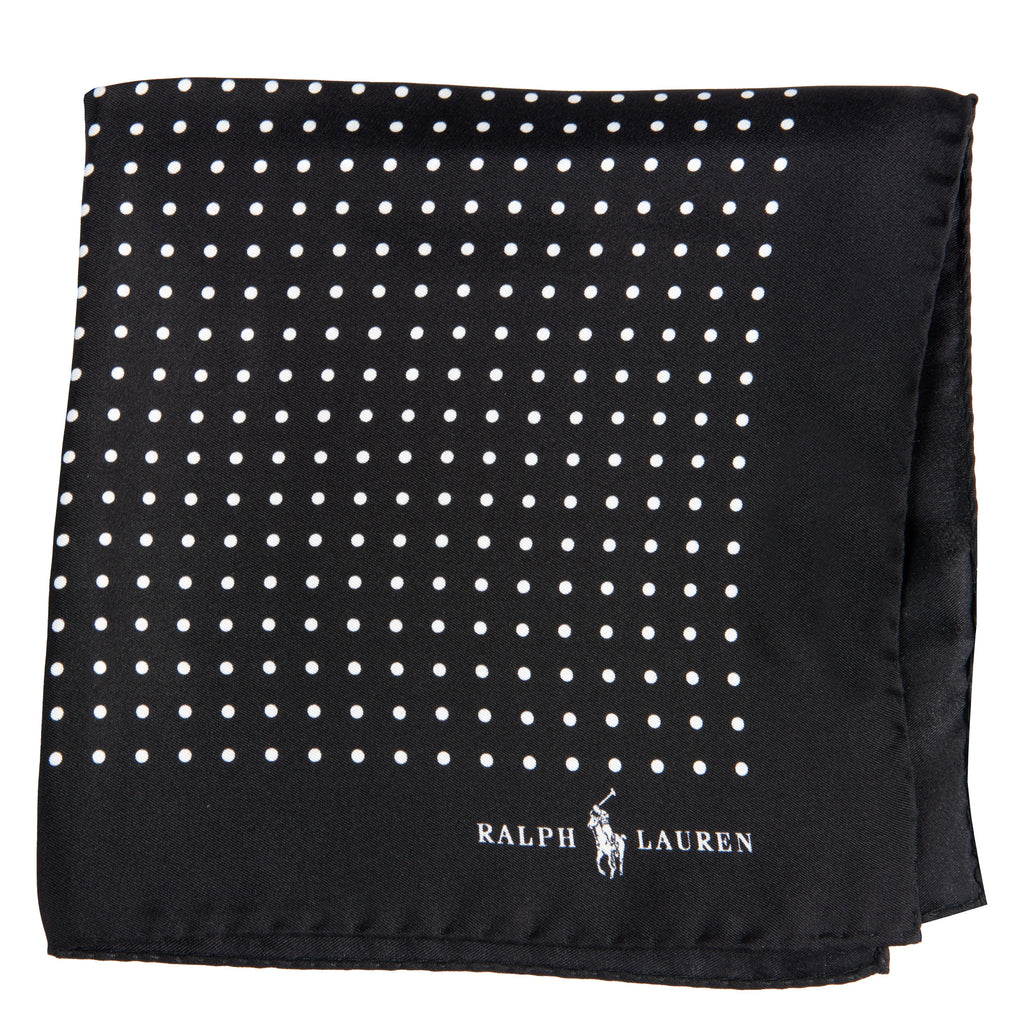 Ralph Lauren Polka-Dot Silk Pocket Square Black