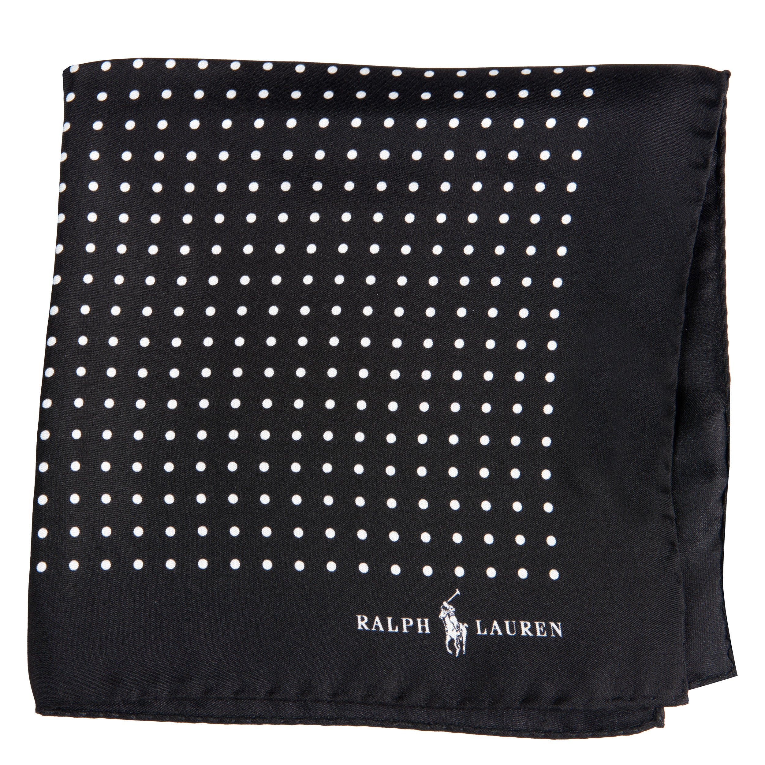 Ralph Lauren Polka-Dot Silk Pocket Square Black