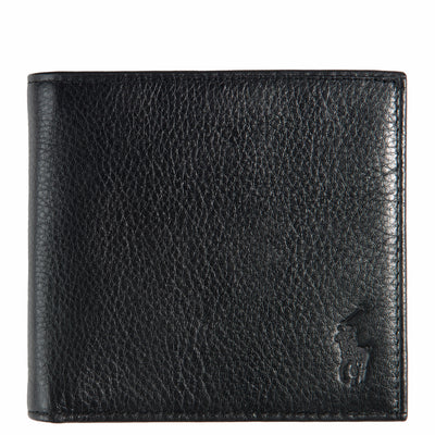 Polo Ralph Lauren Pebbled Leather Billfold Wallet Black