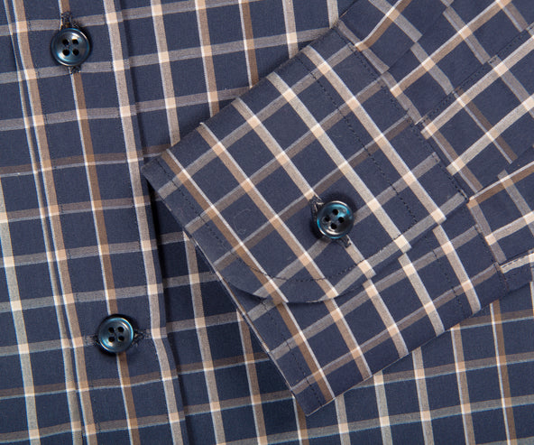 Paul & Shark J Fit Soft Touch Check Button Down Shirt Navy