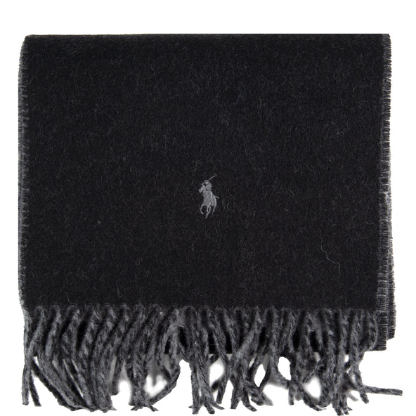 Polo Ralph Lauren Reversible Wool-Blend Scarf Black/Charcoal grey