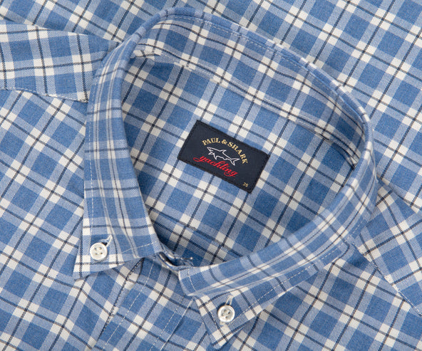 Paul & Shark J Fit Check Button Down Shirt Blue/White