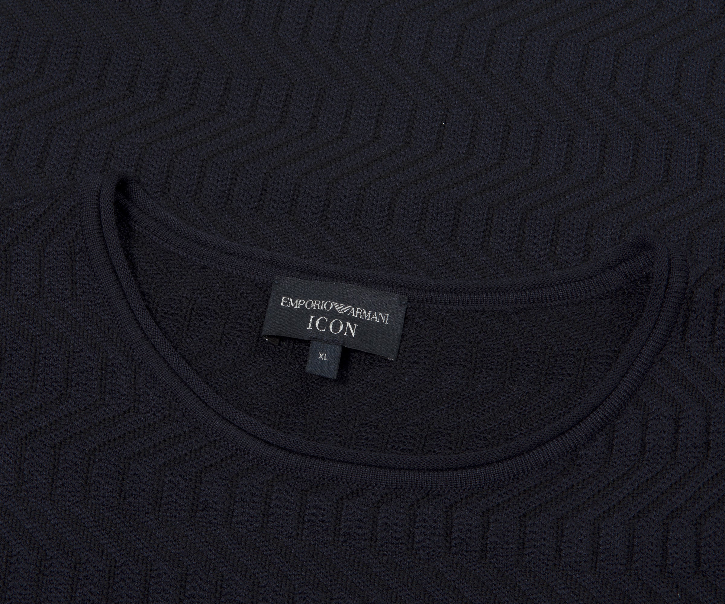 Emporio Armani Icon Knitted Merino Wool T-Shirt Navy