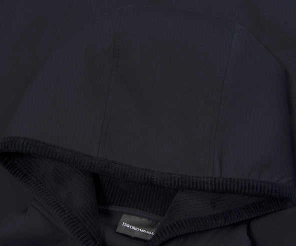 Emporio Armani Corduroy Lined Hoodie Navy